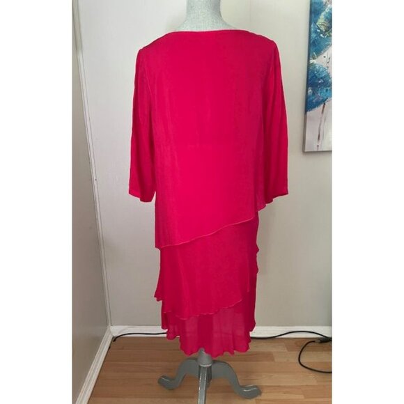 Click Hot Pink Flapper Style Dress Size L - Picture 2 of 4